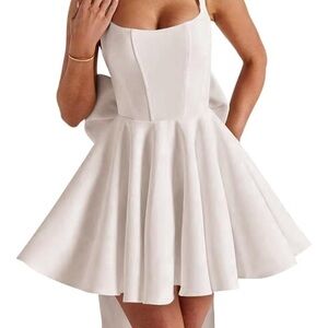 White Corset Mini Dress with Bow